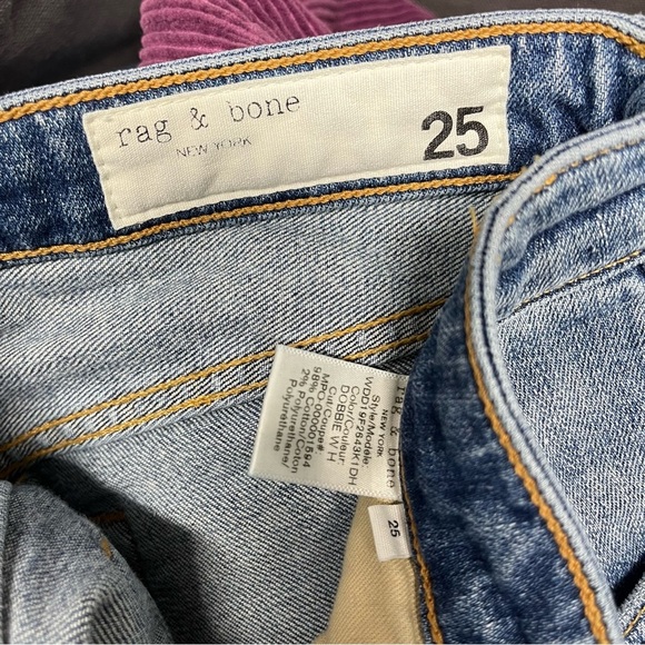Rag & Bone Dre Straight Tapered Frayed Distress Low Rise Raw Hem Women Jeans 25 - Picture 9 of 9